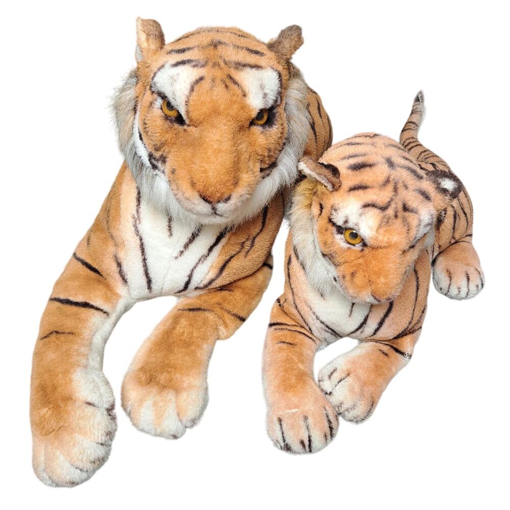VINTAGE BEST MADE TOYS LIMITED TIGER MAMA CUB REALISTIC PLUSH 45" STUFFED ANIMAL